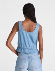 Airy Denim Scoopneck Peplum Top