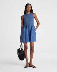 The Denim Melody Smocked Mini Dress
