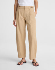The Short Barrel-Leg Pant in Drapey Twill