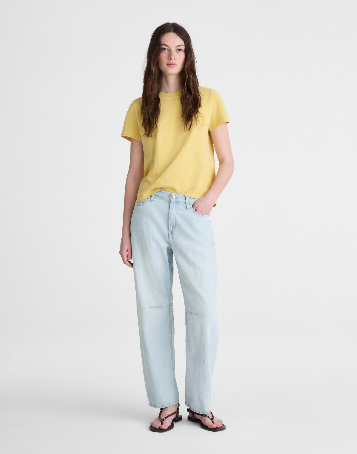 The Tall Darted Barrel-Leg Jean in Airy Denim