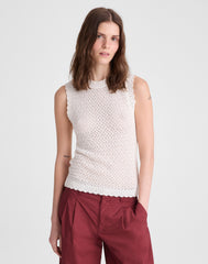 Pointelle-Knit Sleeveless Top