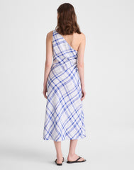 Ruched One-Shoulder Midi Dress