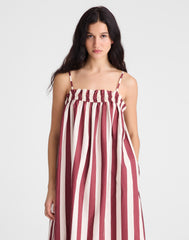 Ruffle A-Line Midi Dress in Stripe