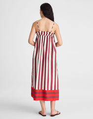 Ruffle A-Line Midi Dress in Stripe