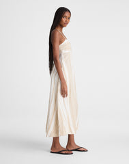 Empire-Waist Midi Dress in 100% Linen
