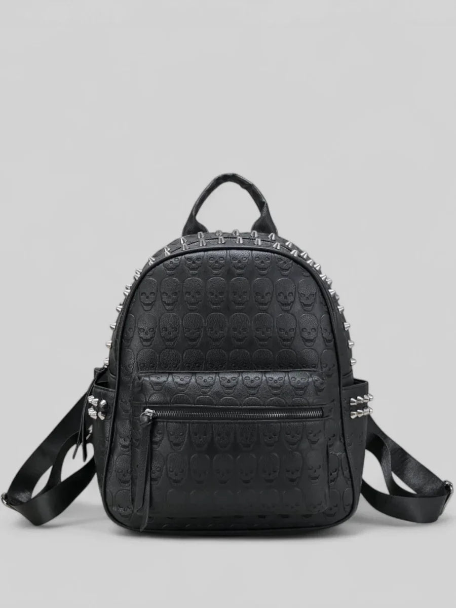 Ro Rox Skull Studded Backpack Gothic Rucksack Black Punk